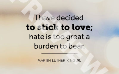 “I have decided to stick to love; hate is too great a burden to bear.” – Martin Luther King Jr.
